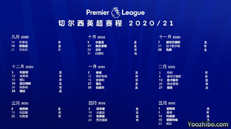 20/21赛季<a href=/zuqiush/chelsea/ target=_blank class=infotextkey>切尔西</a>赛程表出炉